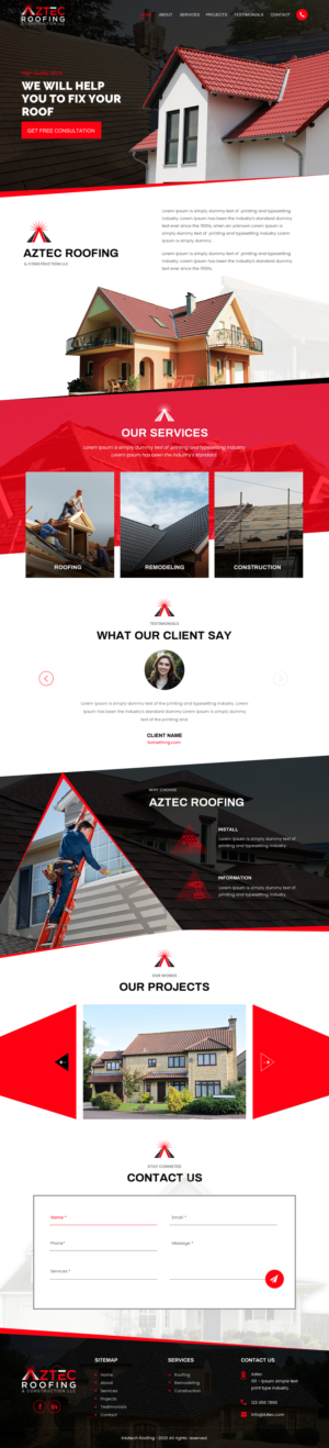 Diseño Web por rightway para Aztec Roofing & Construction LLC | Diseño: #24201270