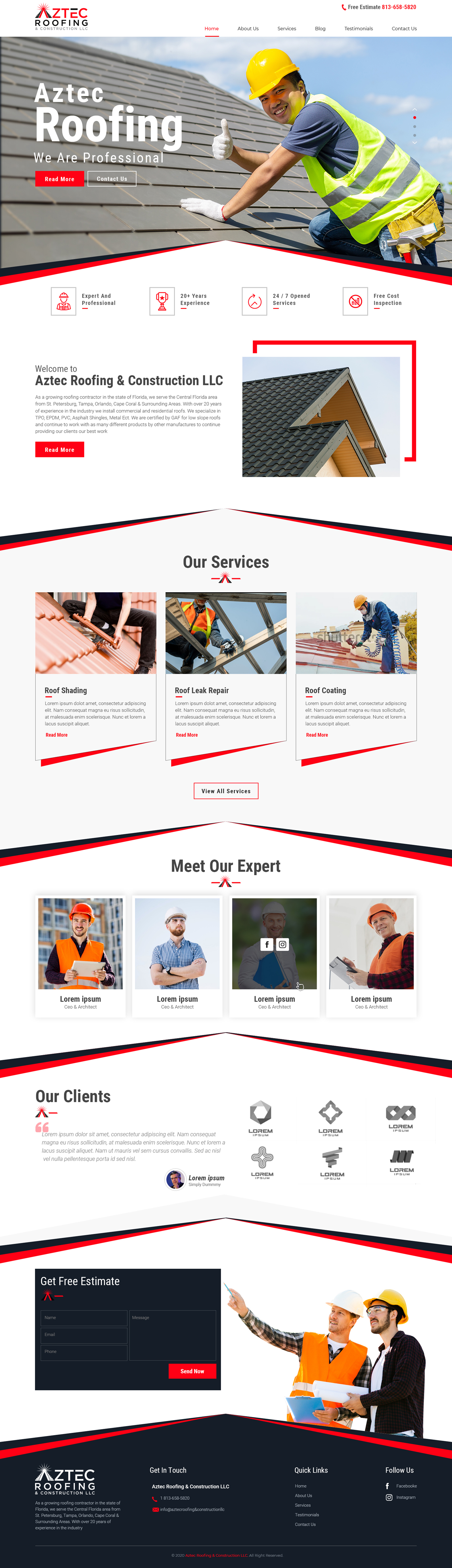 Diseño Web por sai.designer87 para Aztec Roofing & Construction LLC | Diseño #24202809