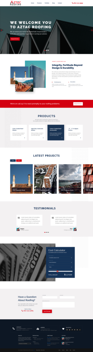 Diseño Web por ed123 para Aztec Roofing & Construction LLC | Diseño #24202300