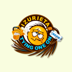 I would like the sign to have our family name - “Izurieta”, the house name - “Tying One On”  and an image reflecting the duel meaning of the house name. | Logo Design by Dennis Jackson Design