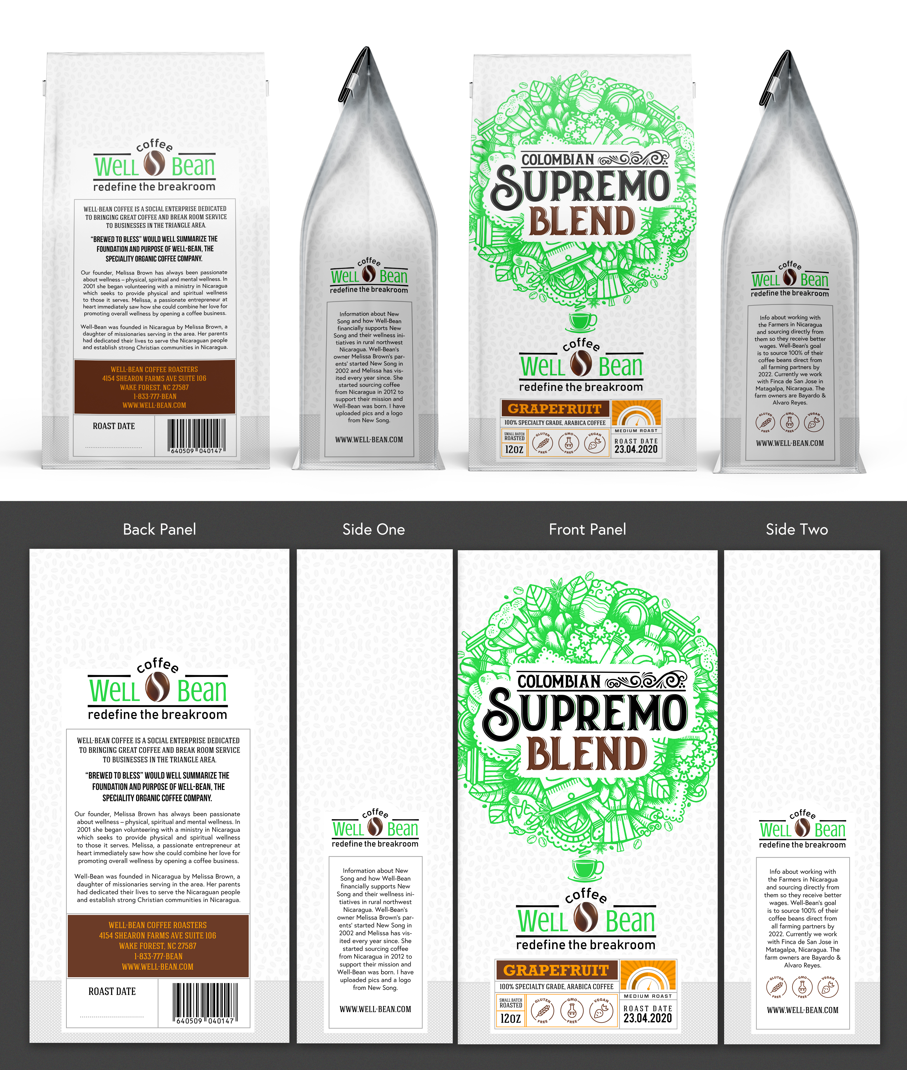 Verpackungs-Design von SAI DESIGNS für Well-Bean Coffee Roaster | Design #24266616