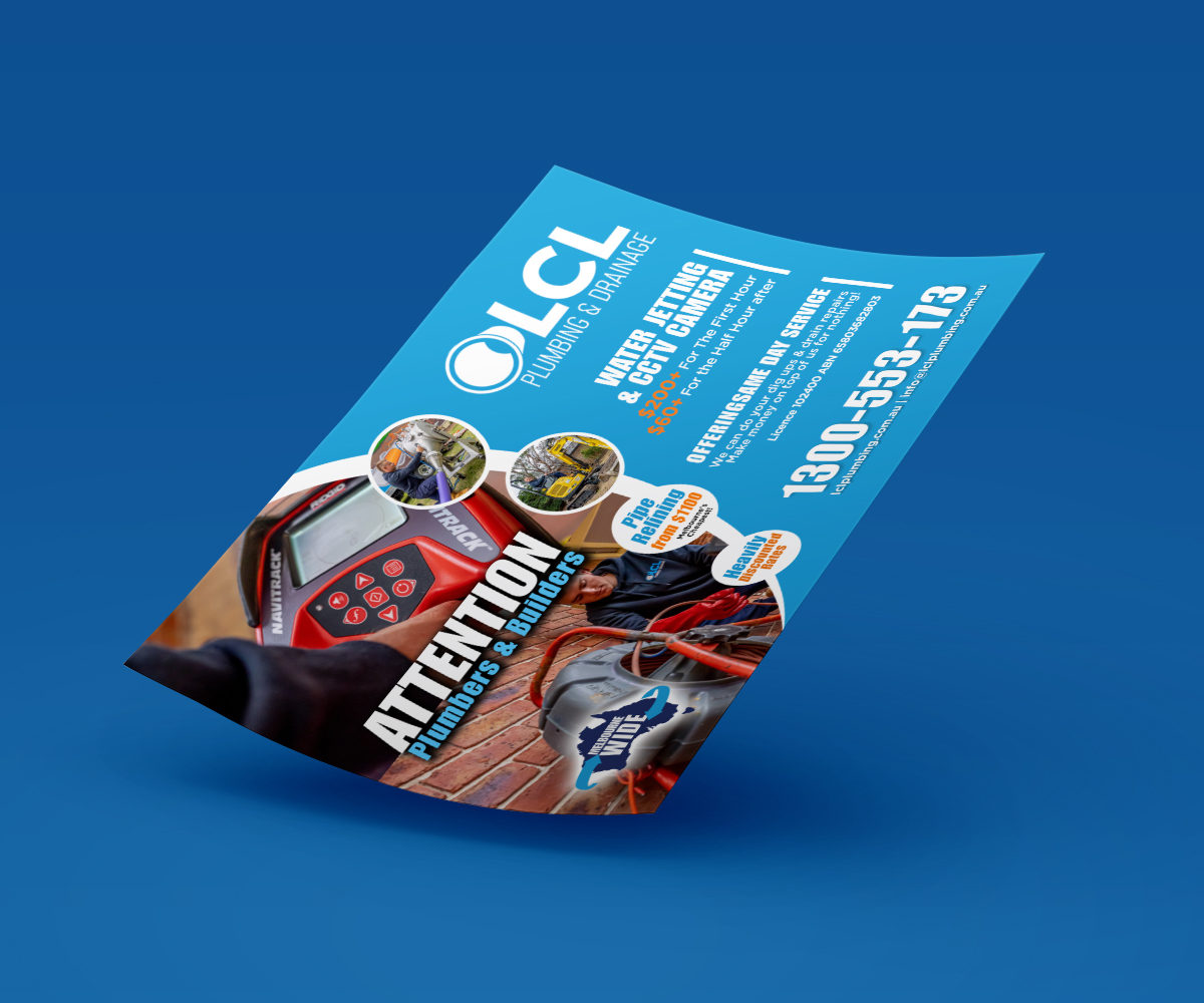 Flyer Design by jeffdefy for LCL Plumbing and Drainage Pty Ltd | Design #24449229