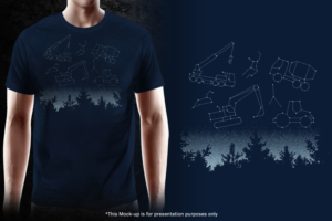 Team Elmers Star TShirt (Heavy Construction Equipment Constellations) | T-shirt Design by gekgrfx