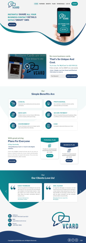 Web Design par pb pour MyVCard Technology Pty Ltd  | Design : #24274845