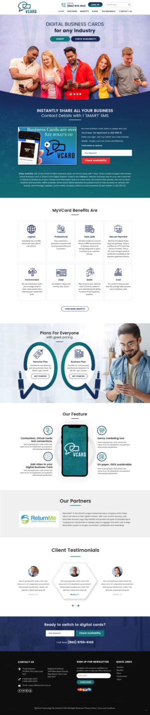 Web Design by pb for MyVCard Technology Pty Ltd  | Design #24274848