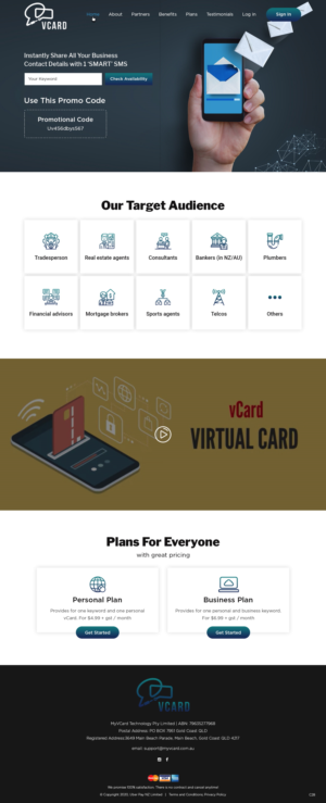Web Design par pb pour MyVCard Technology Pty Ltd  | Design : #24274853