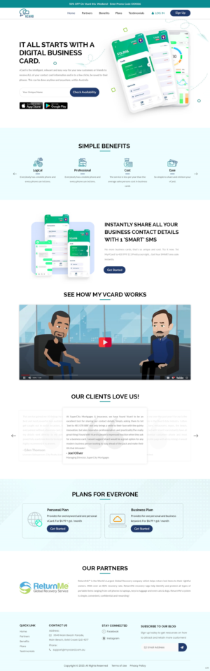 Web Design par pb pour MyVCard Technology Pty Ltd  | Design : #24274855