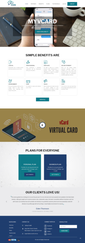 Web Design par pb pour MyVCard Technology Pty Ltd  | Design : #24274856