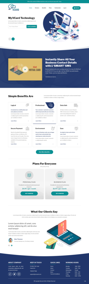 Web Design par pb pour MyVCard Technology Pty Ltd  | Design : #24274857