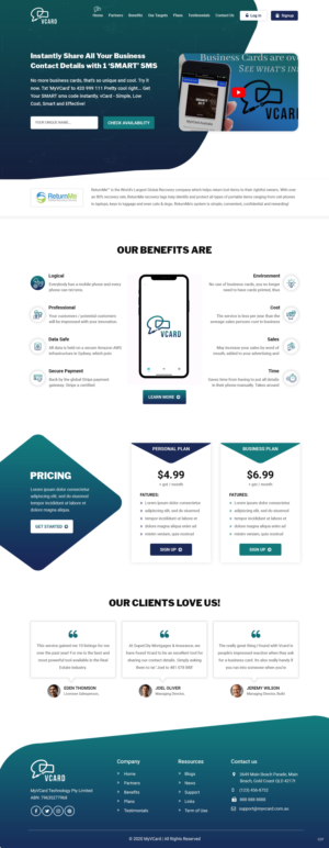 Web Design par pb pour MyVCard Technology Pty Ltd  | Design : #24274859