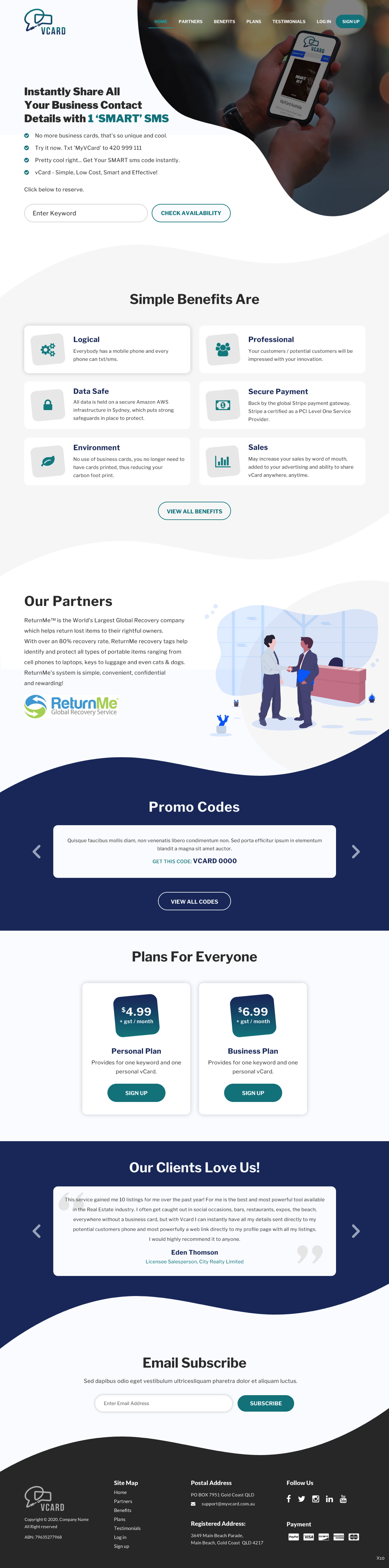 Web Design by pb for MyVCard Technology Pty Ltd  | Design #24274867
