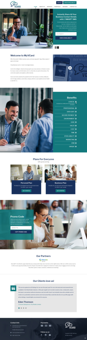 Web Design par pb pour MyVCard Technology Pty Ltd  | Design : #24274868