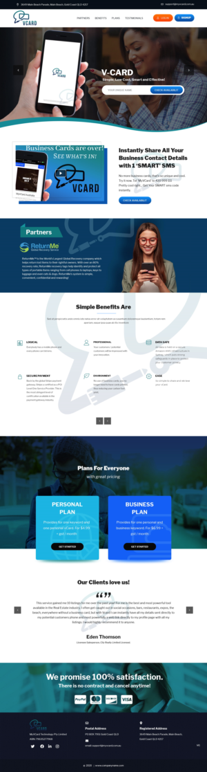 Web Design par pb pour MyVCard Technology Pty Ltd  | Design : #24274869