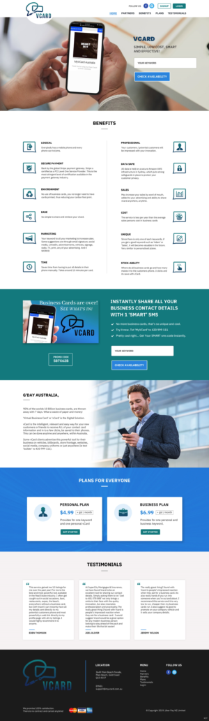 Web Design par pb pour MyVCard Technology Pty Ltd  | Design : #24274870