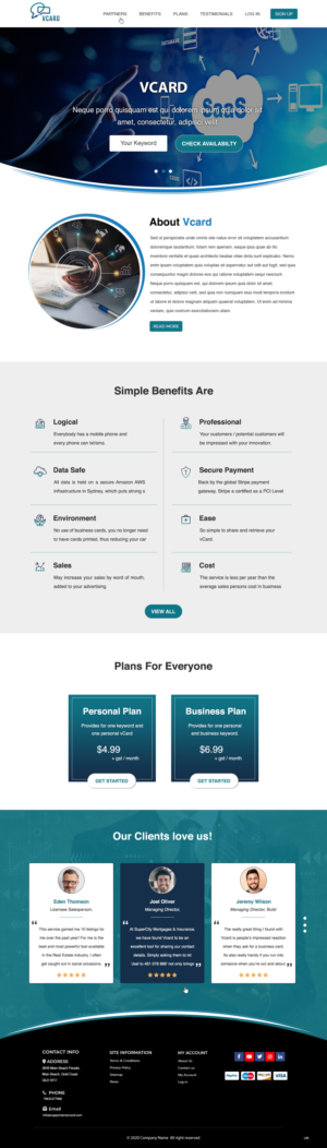 Web Design par pb pour MyVCard Technology Pty Ltd  | Design : #24280147