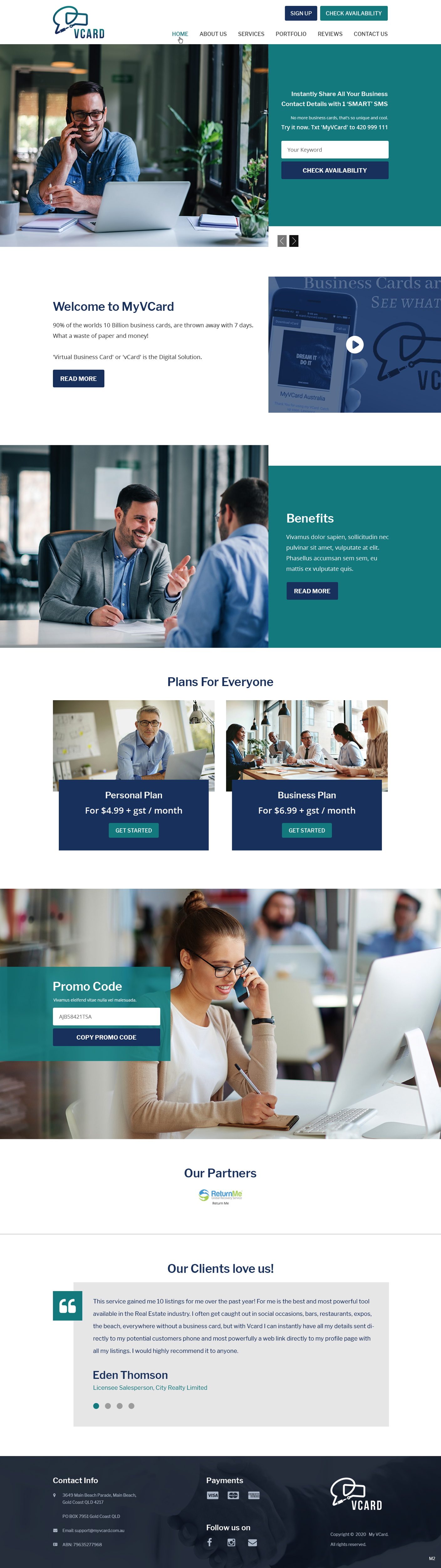 Web Design by pb for MyVCard Technology Pty Ltd  | Design #24299171