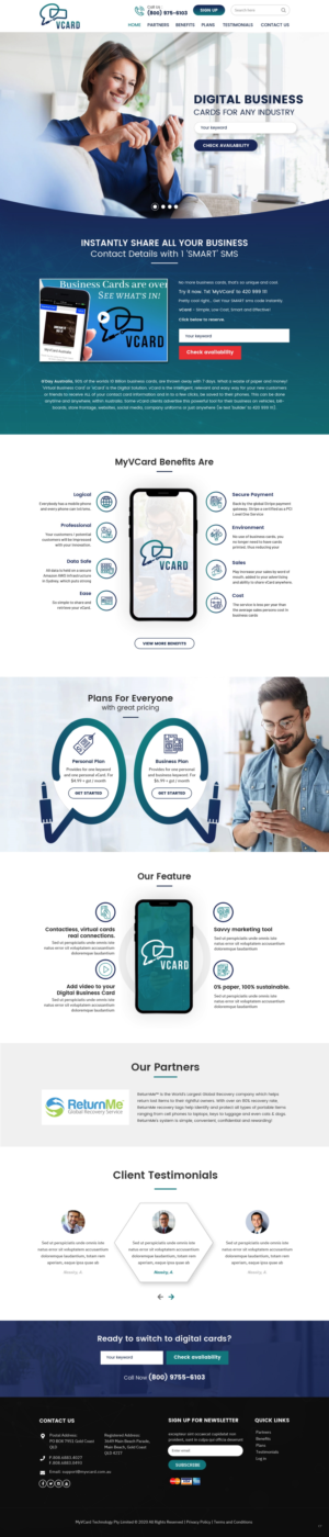 Web Design par pb pour MyVCard Technology Pty Ltd  | Design : #24302342