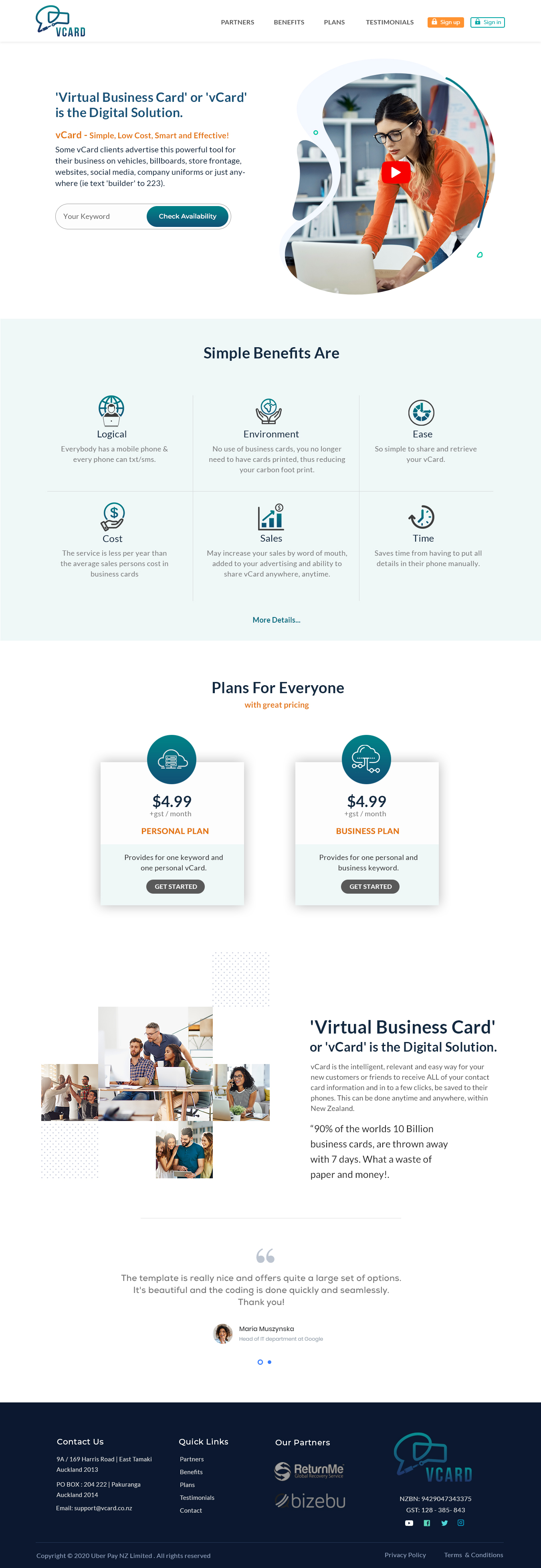 Web Design by Creative X Designs for MyVCard Technology Pty Ltd  | Design #24273187