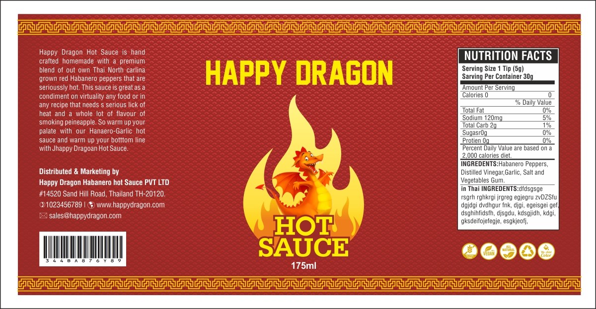 Label Design by Savitra for Happy Dragon | Design #24270278