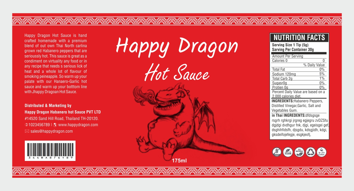 Label Design by Savitra for Happy Dragon | Design #24307155