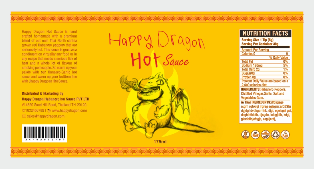 Label Design by Savitra for Happy Dragon | Design #24307450