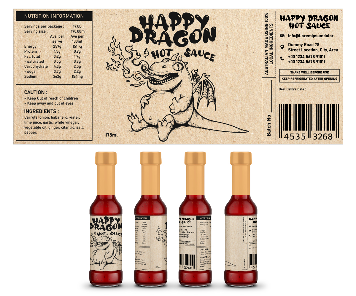 Design Étiquette par Andi Yan pour Happy Dragon | Design : #24333040