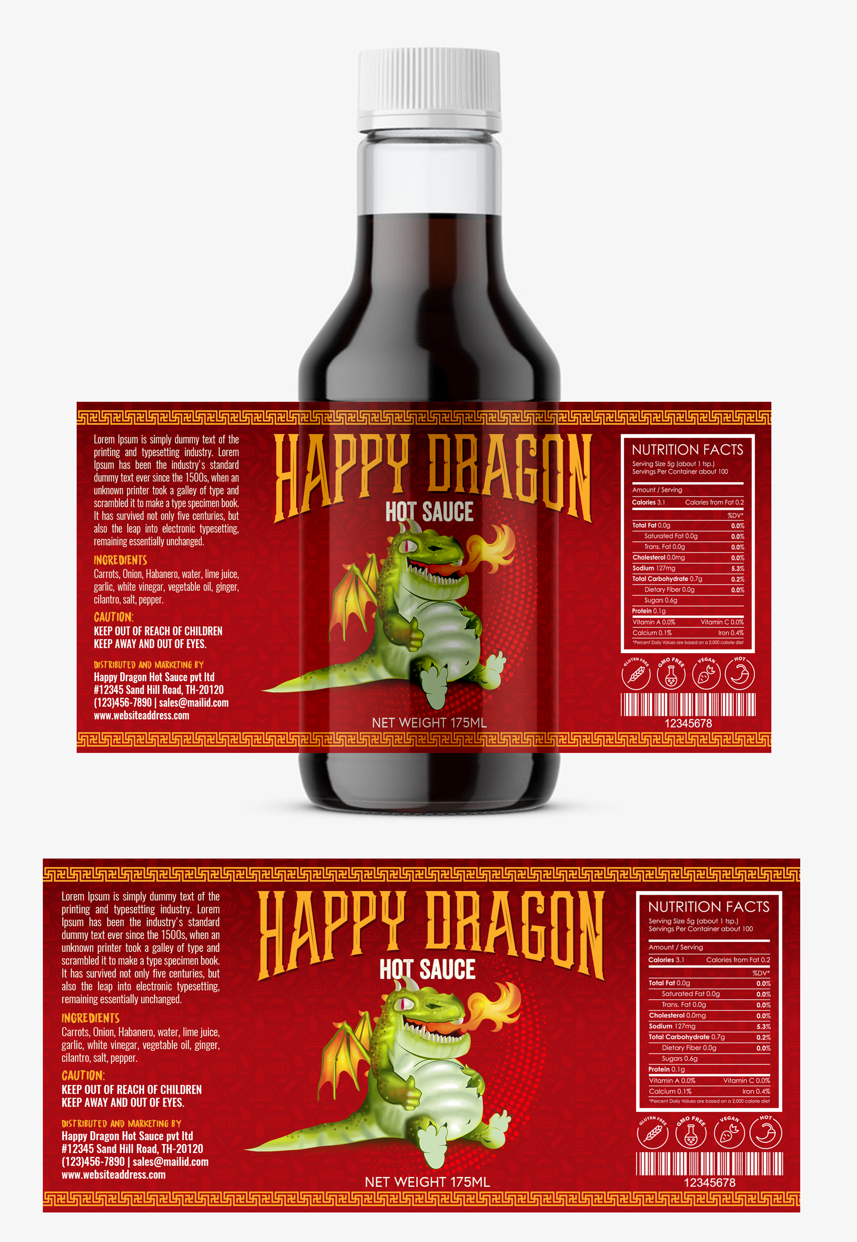 Label Design by SAI DESIGNS for Happy Dragon | Design #24310596