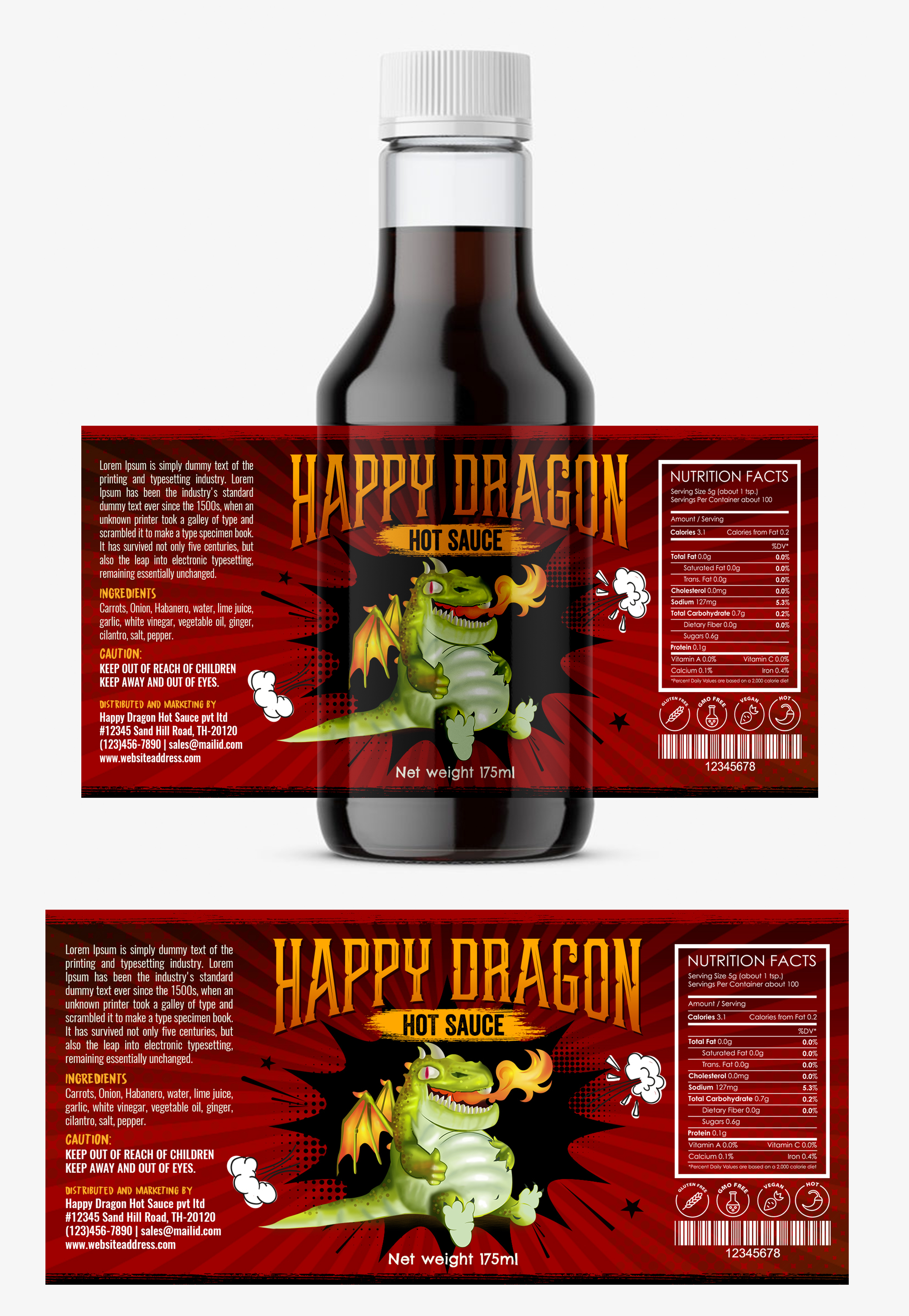 Label Design by SAI DESIGNS for Happy Dragon | Design #24314455
