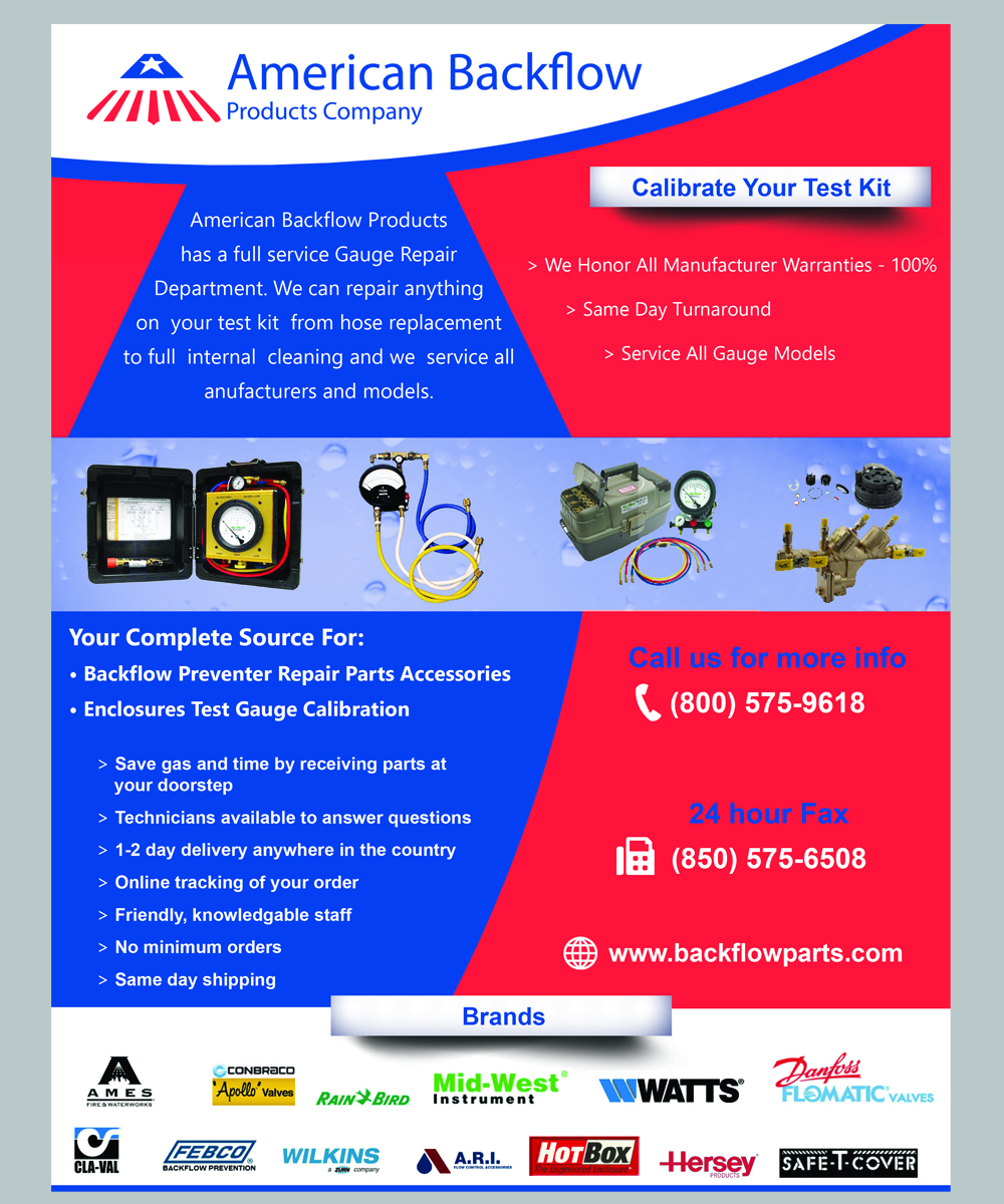 Flyer Design by AA Solutions for American Backflow Products Company | Design #24282068