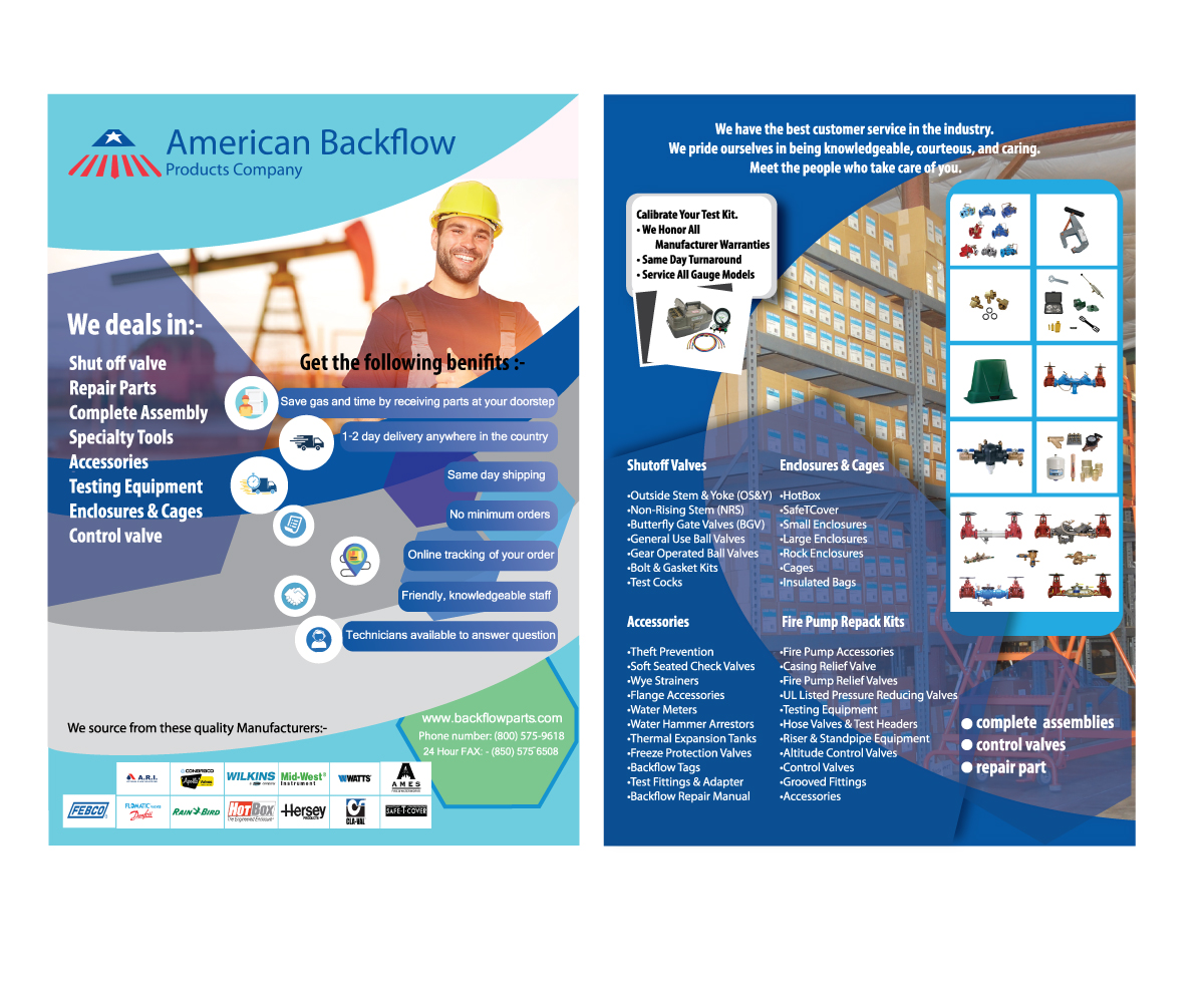 Flyer Design by SIB gallery for American Backflow Products Company | Design #24320913