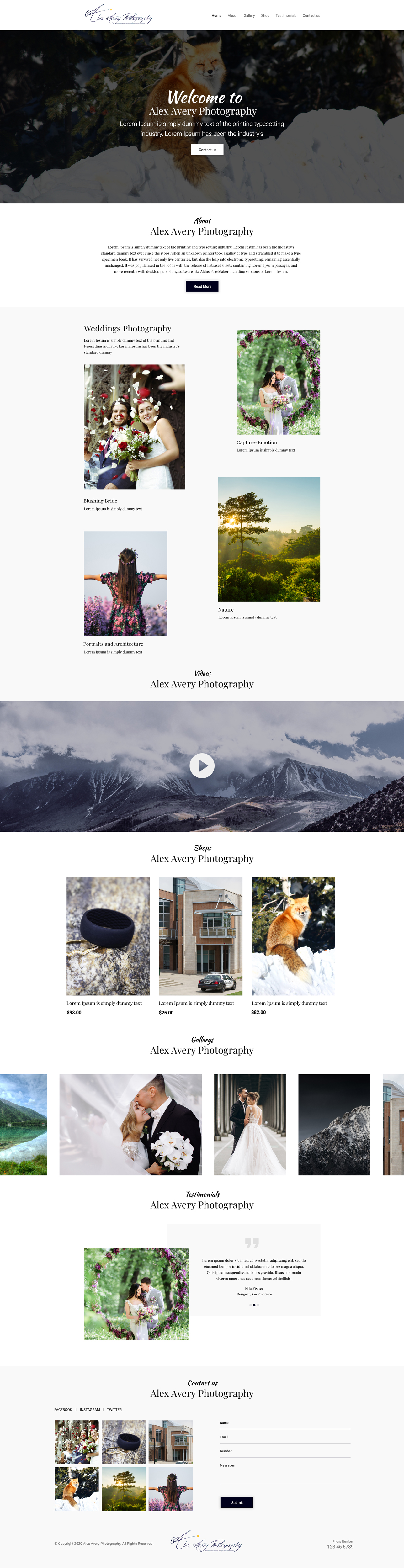 Web Design par Impressive Sol pour Alex Avery Photography | Design #24320287