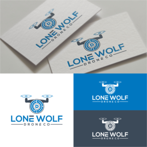 Either "Lone Wolf Drone Co" OR initials (e.g. LDC) with an image | Diseño de Logo por tejo