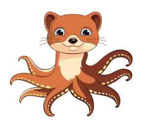 Weaselpus mascot - a hybrid of weasel and octopus | Diseño de Mascota por Pinky 