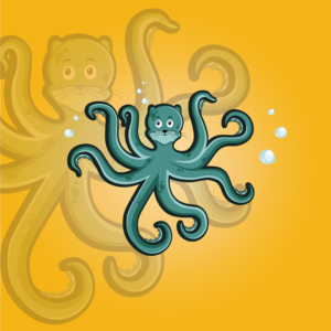 Weaselpus mascot - a hybrid of weasel and octopus | Diseño de Mascota por OroojF