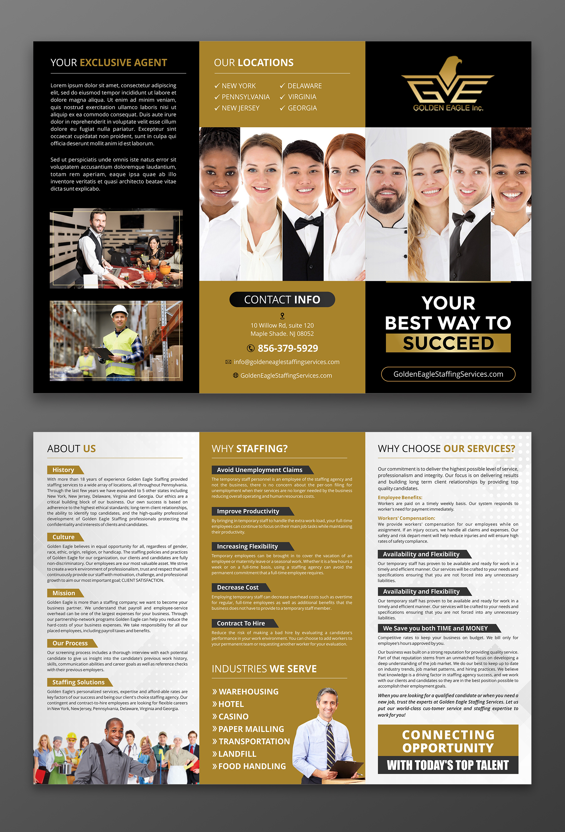 Diseño de Brochure por ecorokerz para Golden Eagle Staffing Agency | Diseño #24329325