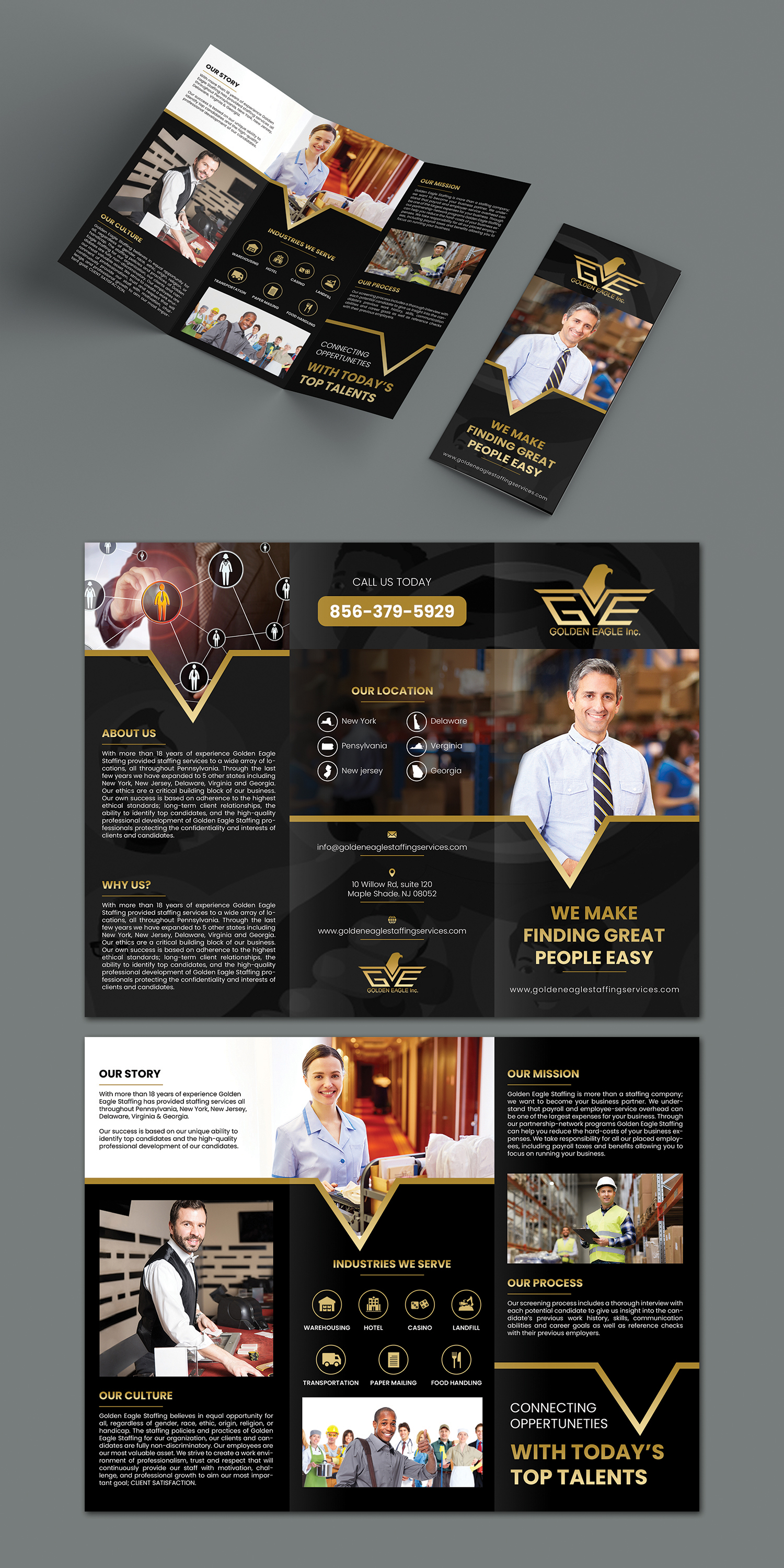 Diseño de Brochure por BLUE WINGS para Golden Eagle Staffing Agency | Diseño #24324452