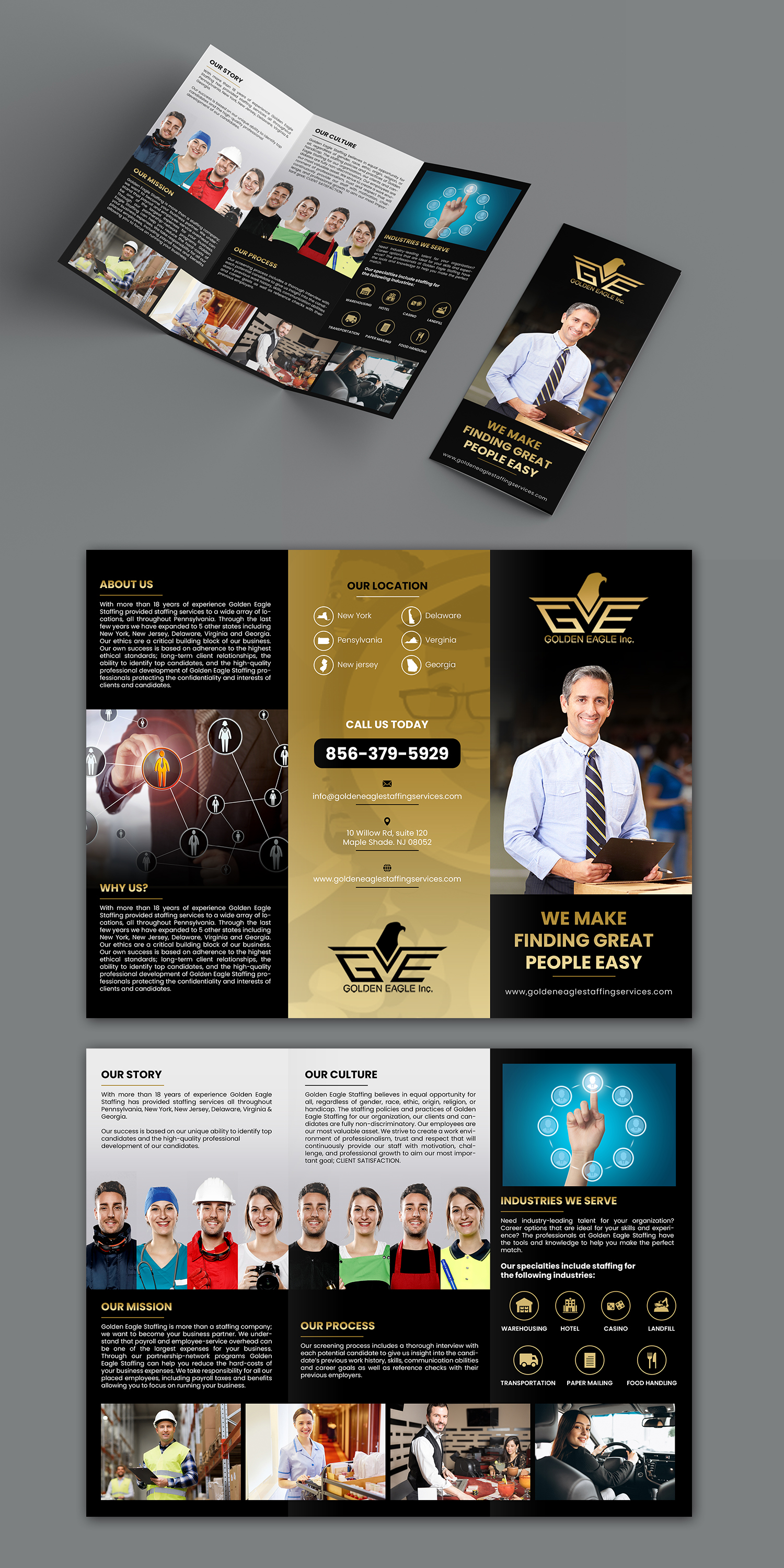 Diseño de Brochure por BLUE WINGS para Golden Eagle Staffing Agency | Diseño #24327141