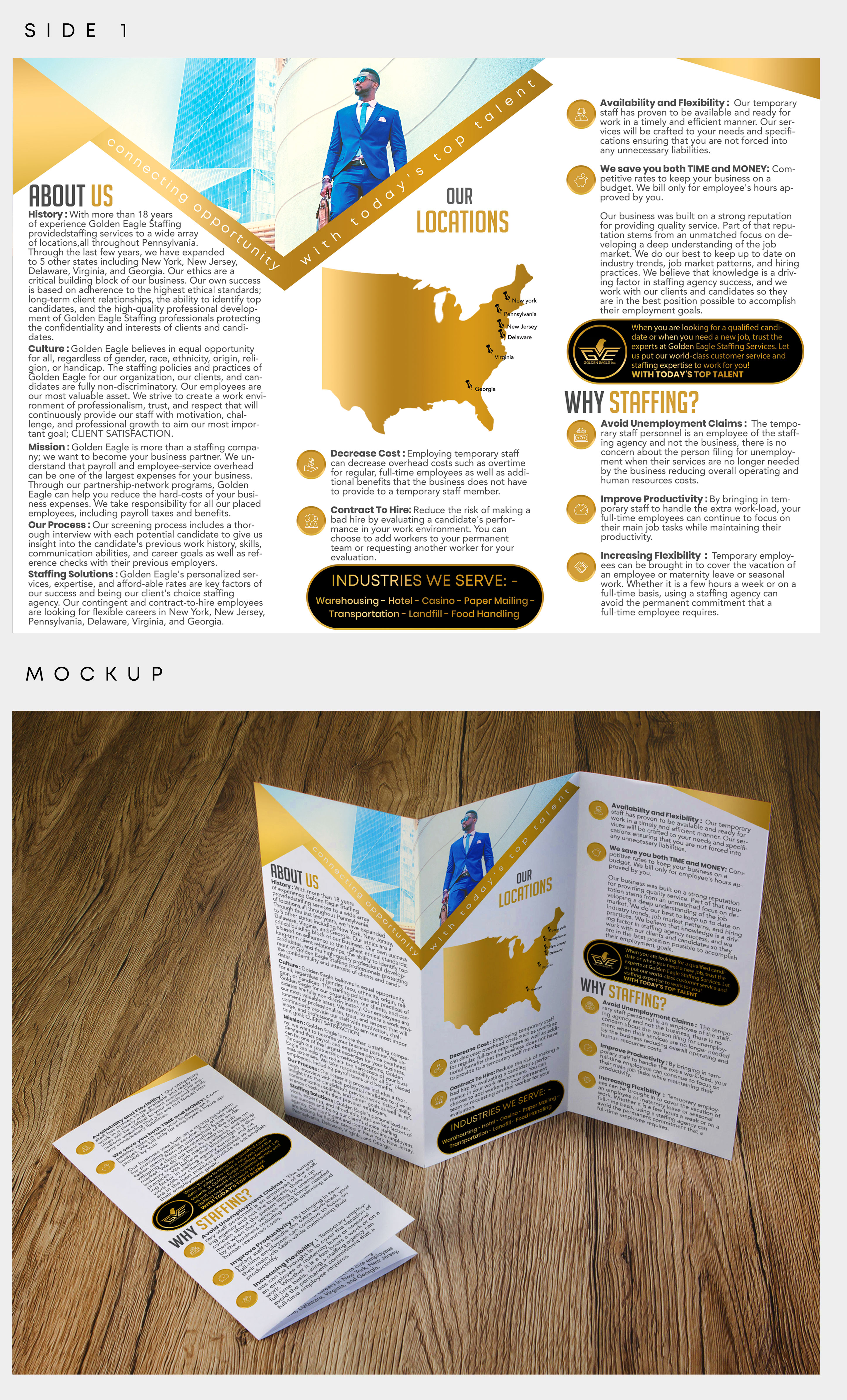 Brochure Design by HeshanKavinda for Golden Eagle Staffing Agency | Design #24339930