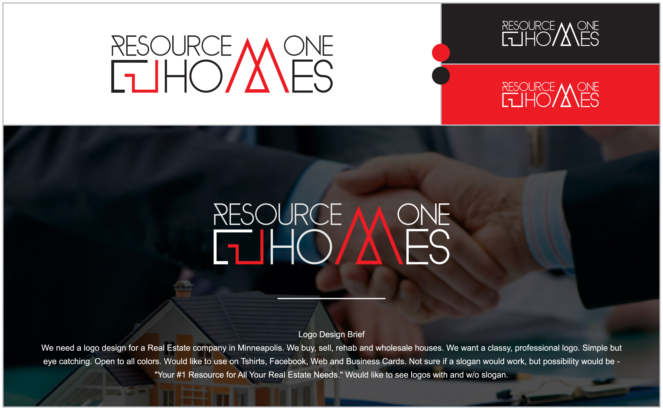 Logo Design by Tuba Art Studio. IZ (IMRAN ZW) for Resource One Homes | Design #24334632