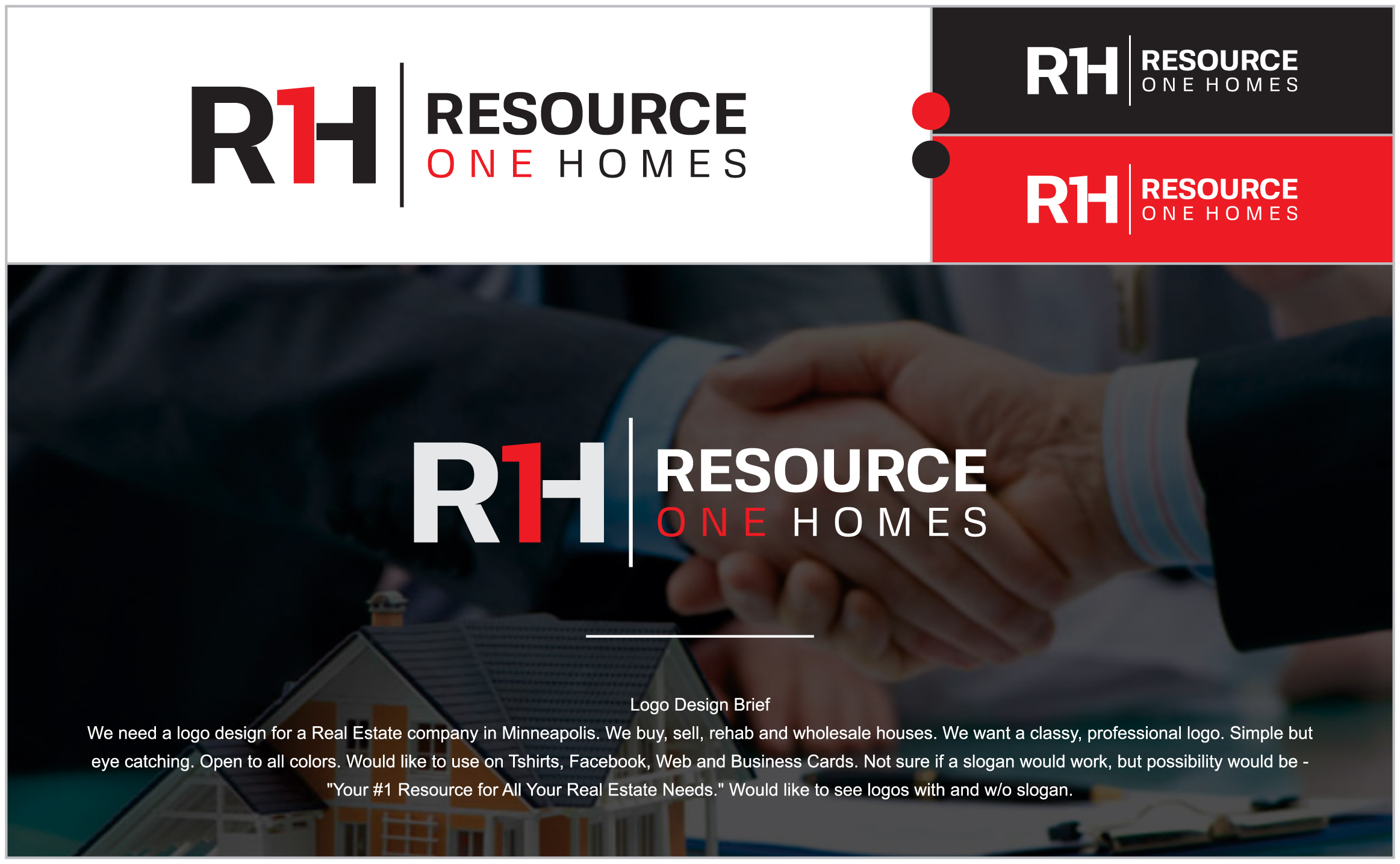 Logo Design by Tuba Art Studio. IZ (IMRAN ZW) for Resource One Homes | Design #24334840