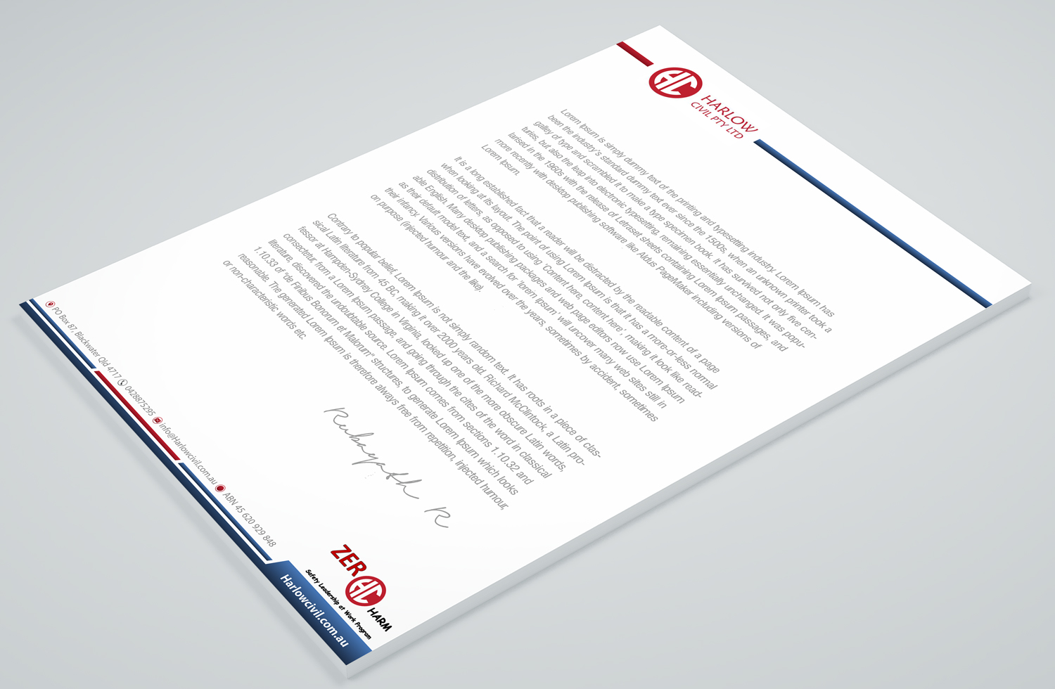 Letterhead Design by Petter Goms for Harow Civil | Design #24332191