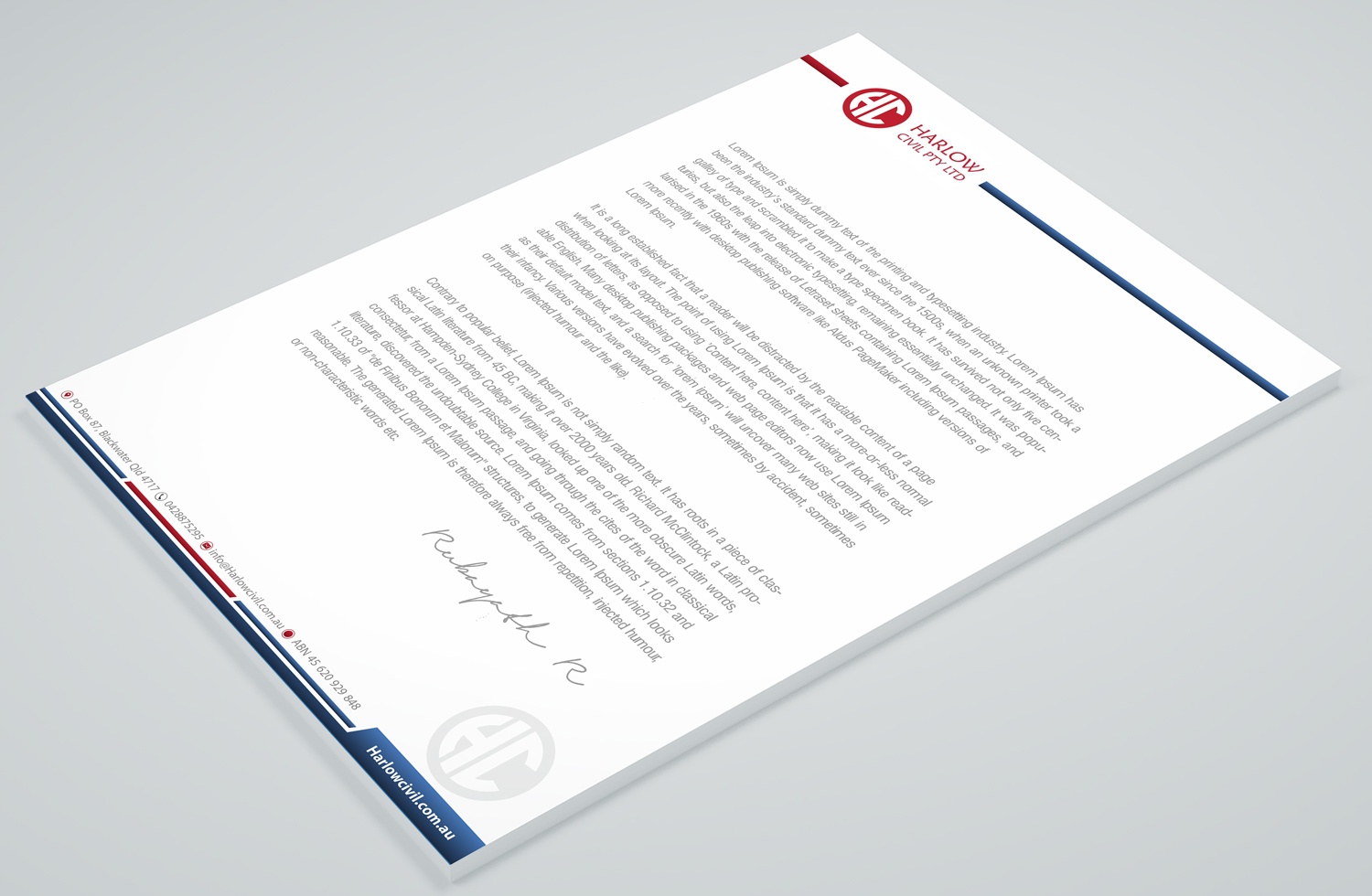 Letterhead Design by Petter Goms for Harow Civil | Design #24332193