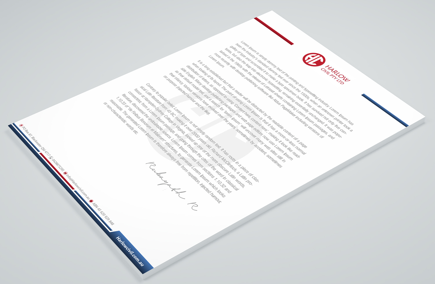 Letterhead Design by Petter Goms for Harow Civil | Design #24332195