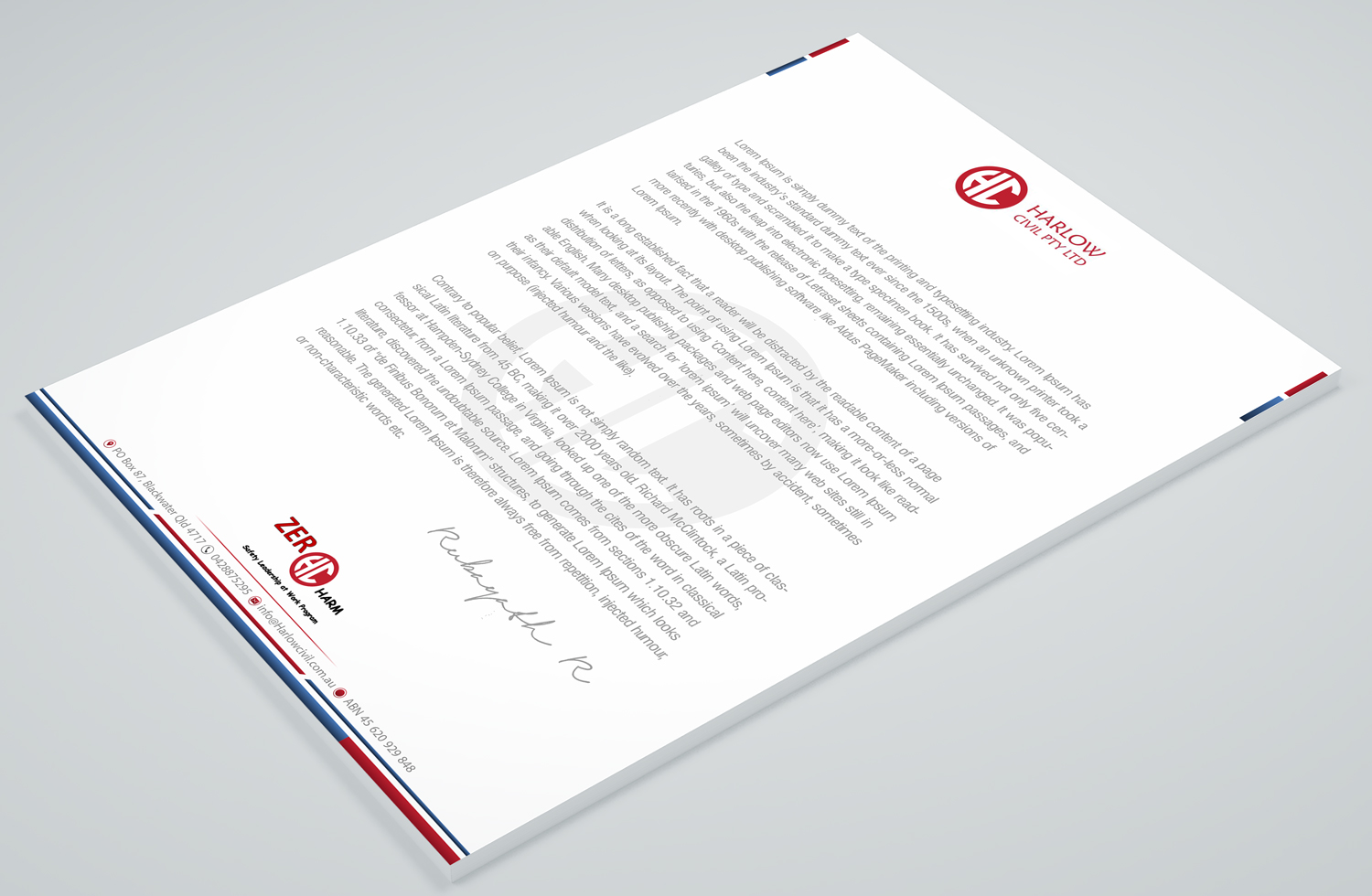 Letterhead Design by Petter Goms for Harow Civil | Design #24332279