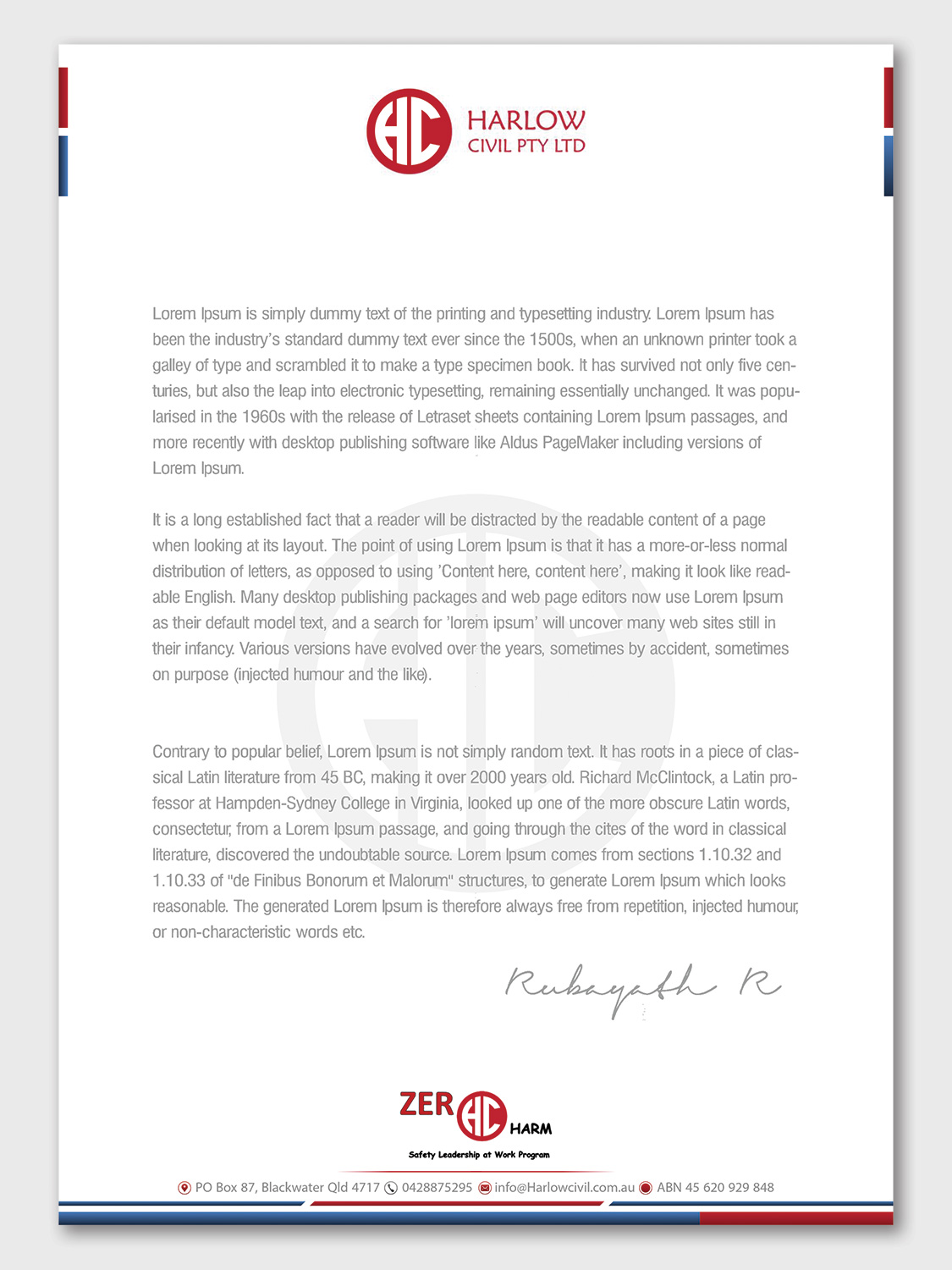 Letterhead Design by Petter Goms for Harow Civil | Design #24332321