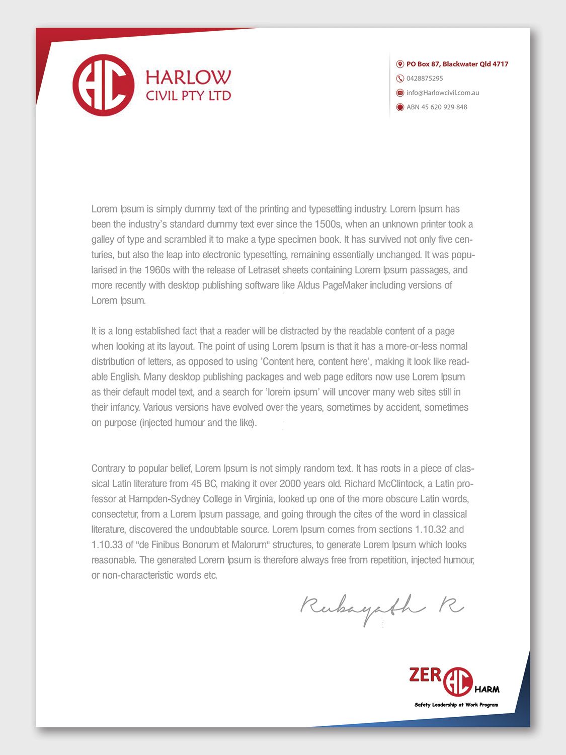 Letterhead Design by Petter Goms for Harow Civil | Design #24332817