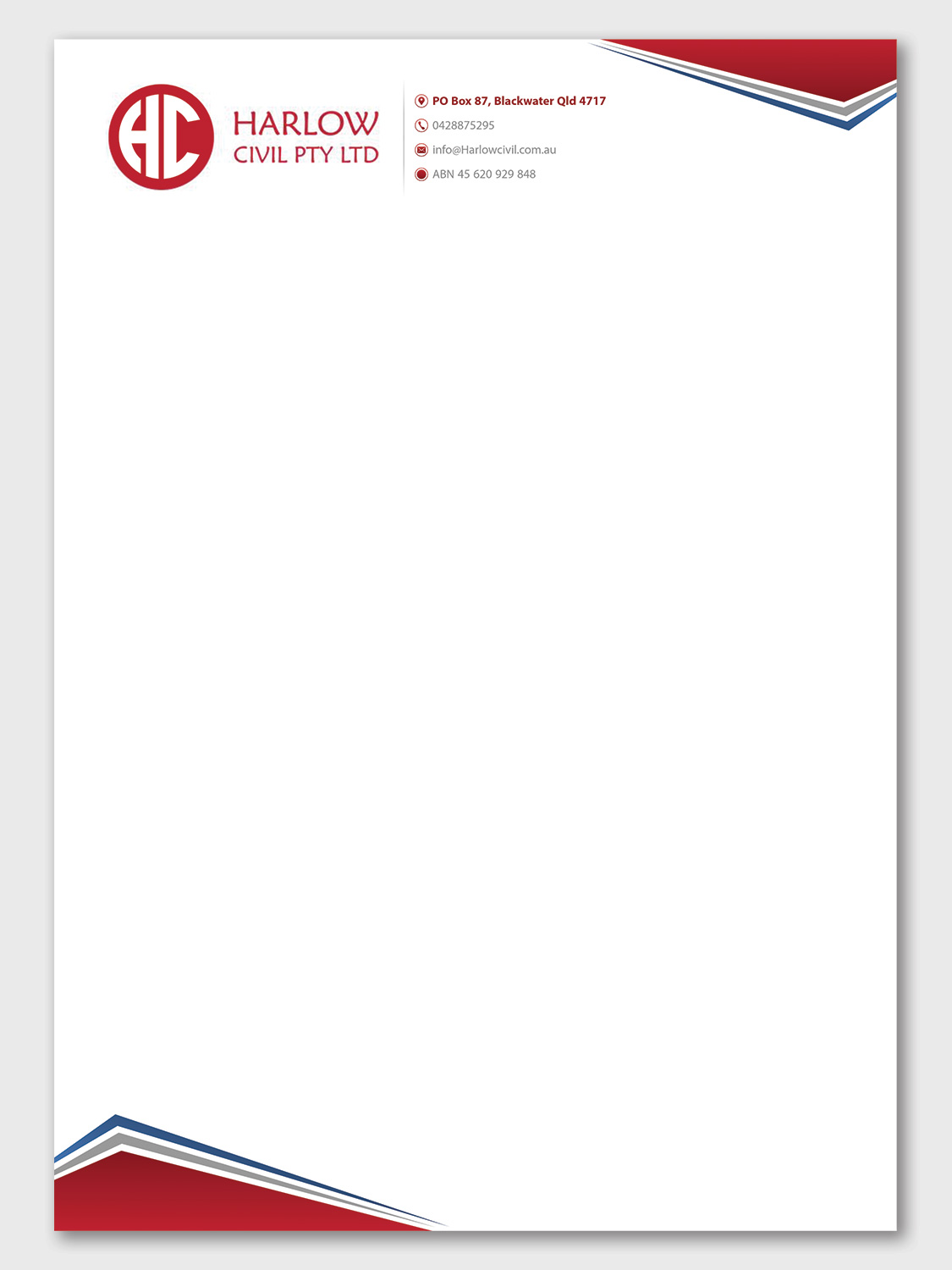 Letterhead Design by Petter Goms for Harow Civil | Design #24332838