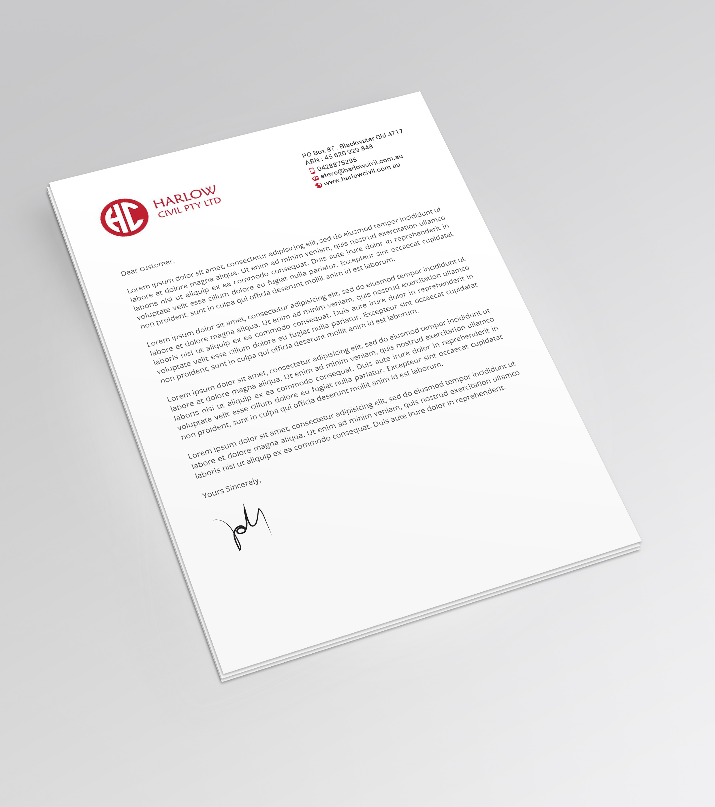 Letterhead Design by R.design for Harow Civil | Design #24331537