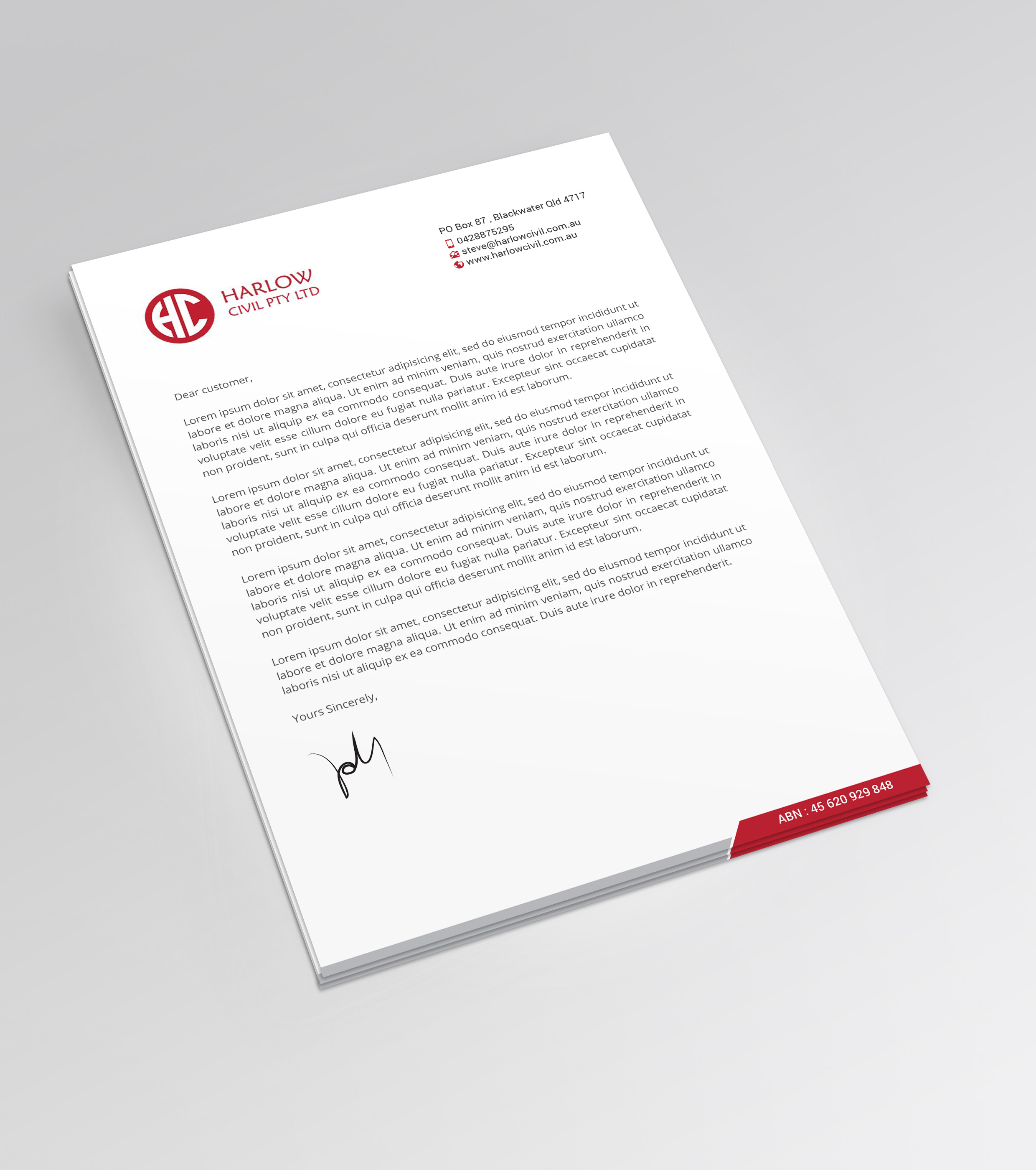 Letterhead Design by R.design for Harow Civil | Design #24331608