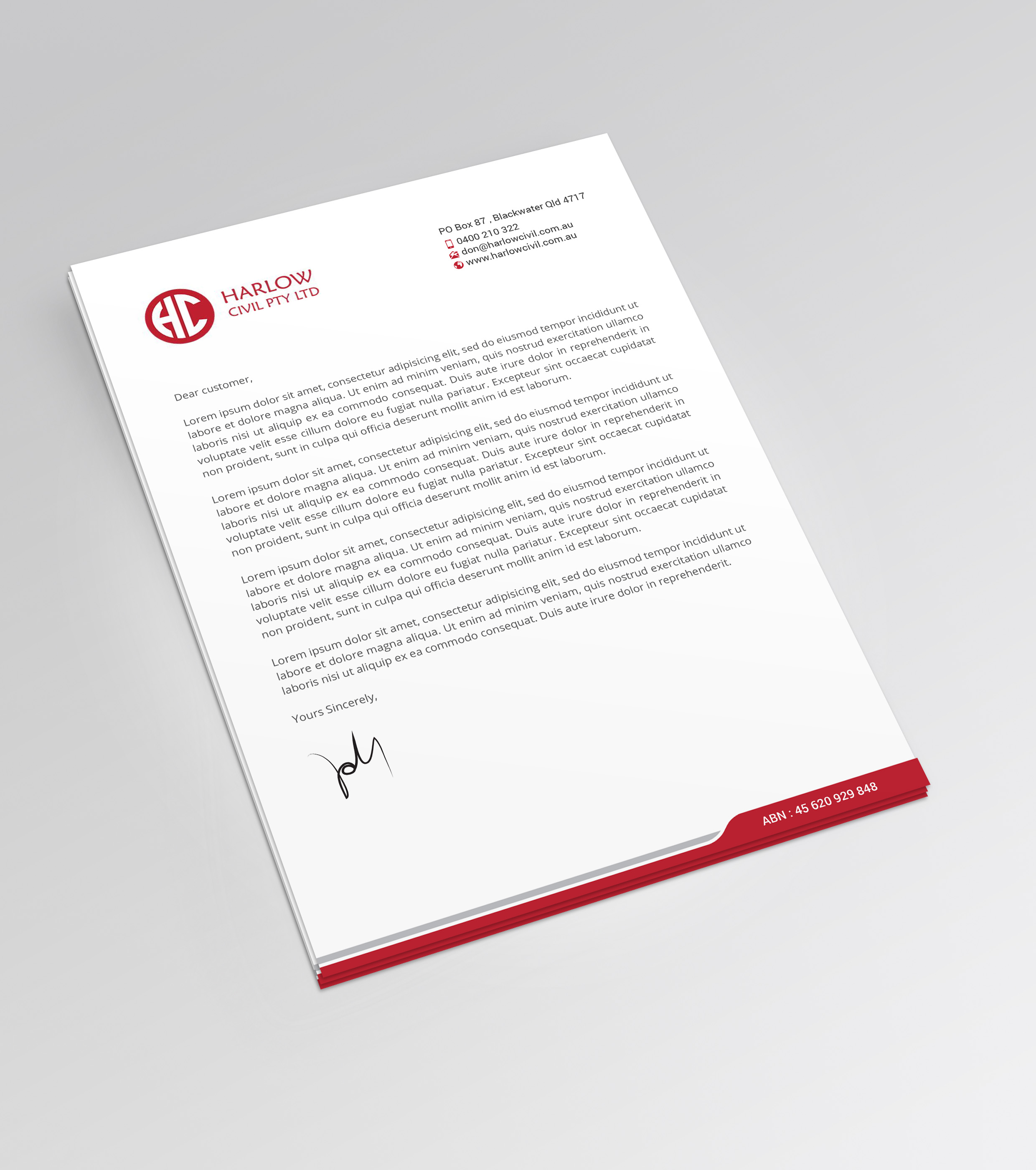 Letterhead Design by R.design for Harow Civil | Design #24337827